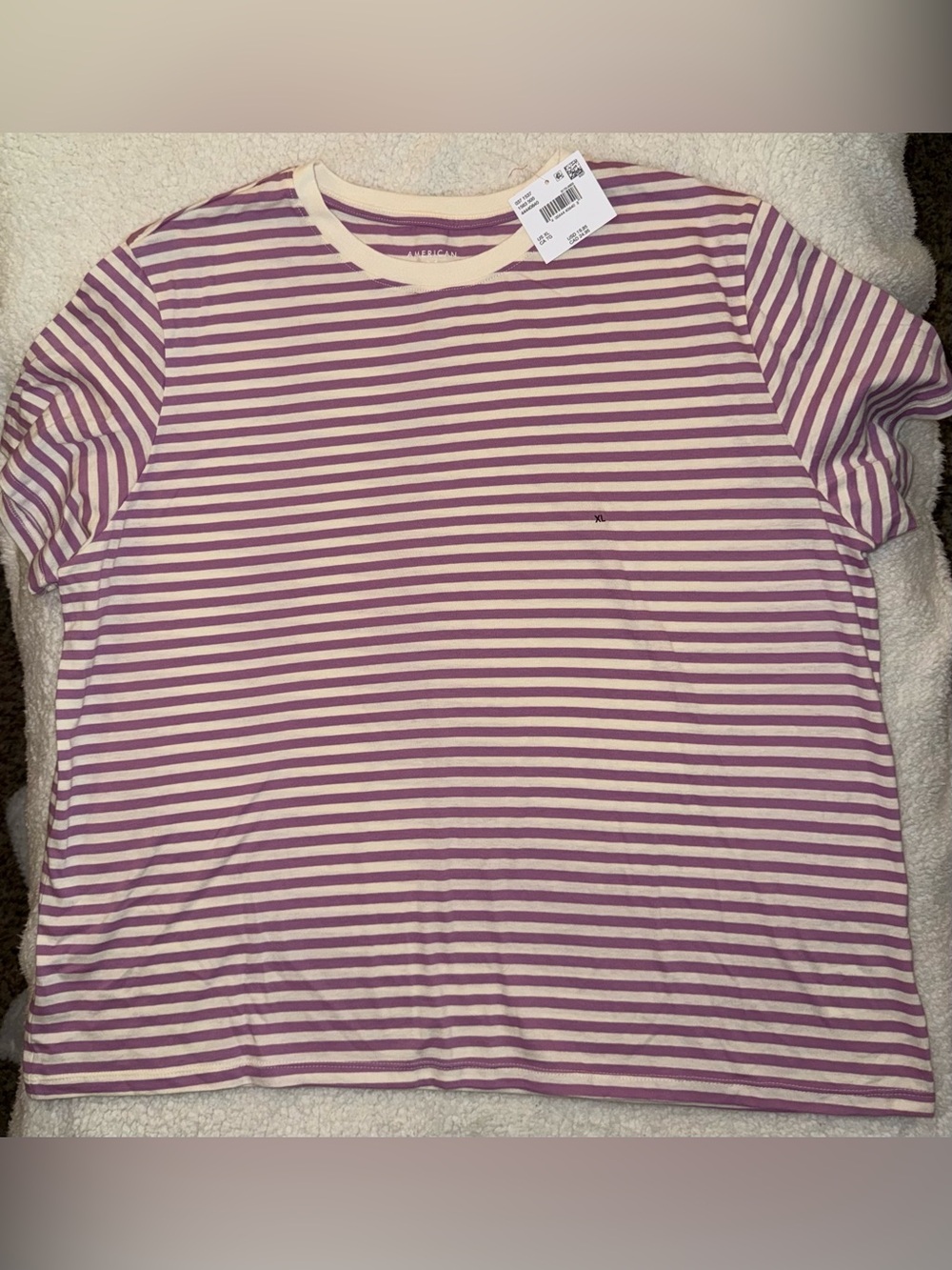 American Eagle Outfitters NWT Women’s XL Purple Cream Striped Crew Neck Tee